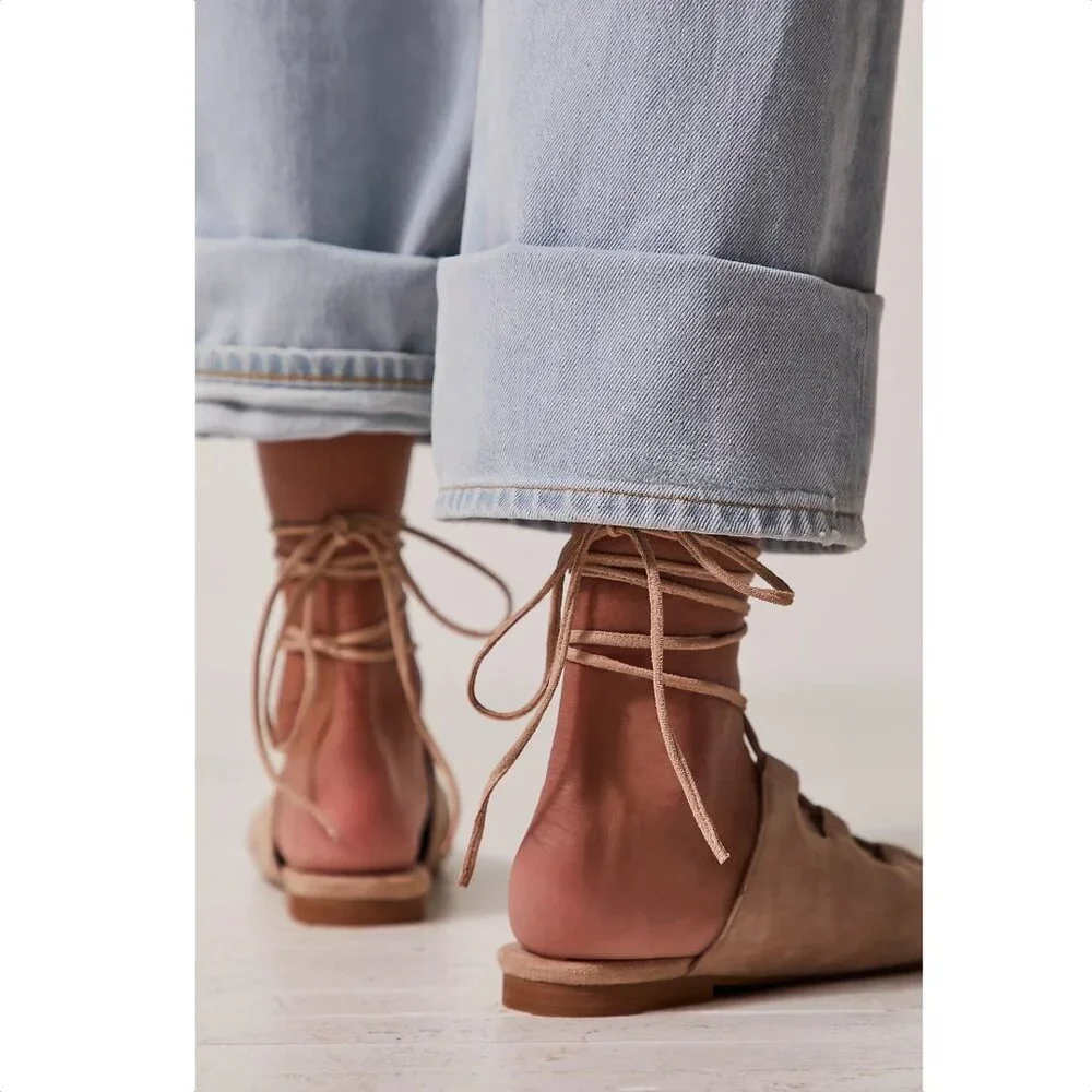 Jeffrey Campbell Tan Lace-Up Flats - Picture 3 of 7